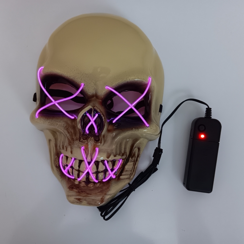 LED Skull Mask with Purple Neon Lights